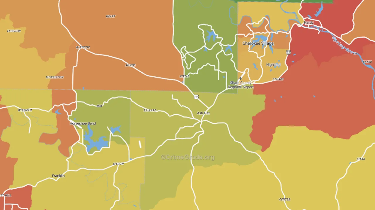 Ash Flat, AR Map of Vandalism Rates