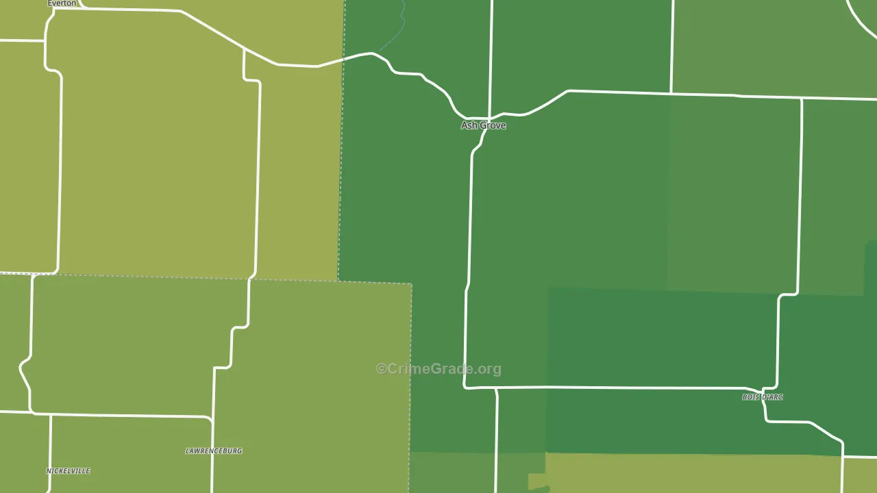 Ash Grove, MO Map of Vandalism Rates