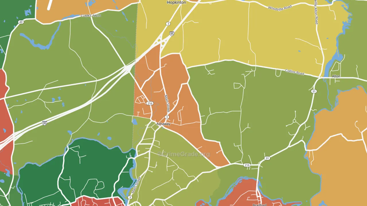 Ashaway, RI Map of Vandalism Rates
