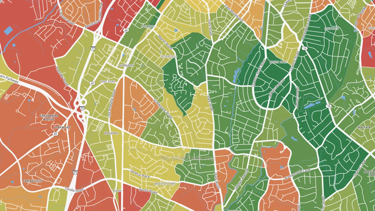 Ashbrook-Clawson Village, Charlotte, NC Map of Vandalism Rates