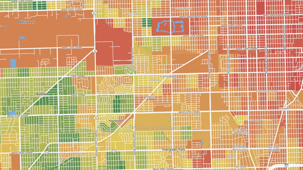 Ashburn, Chicago, IL Map of Vandalism Rates