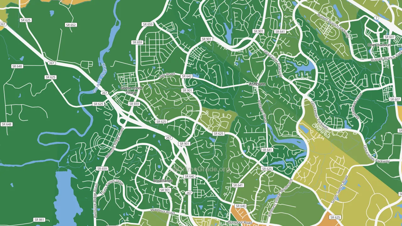 Ashburn Farm, Ashburn, VA Map of Vandalism Rates