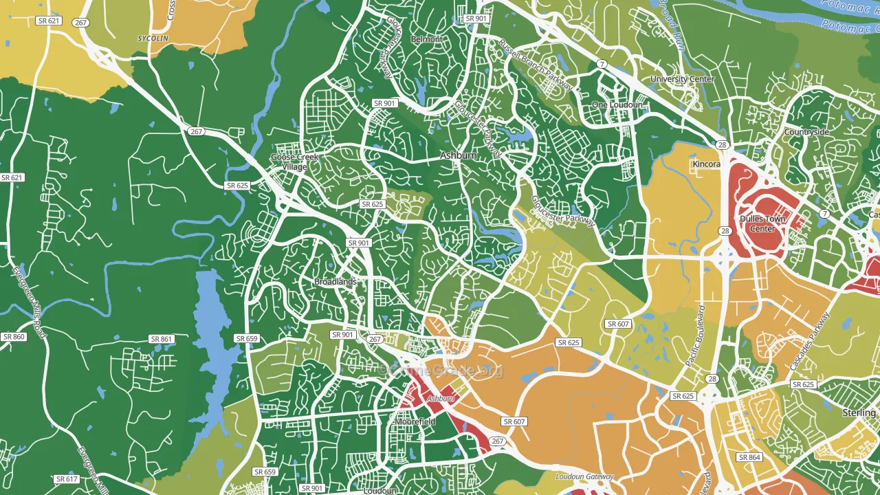Ashburn, VA Map of Vandalism Rates