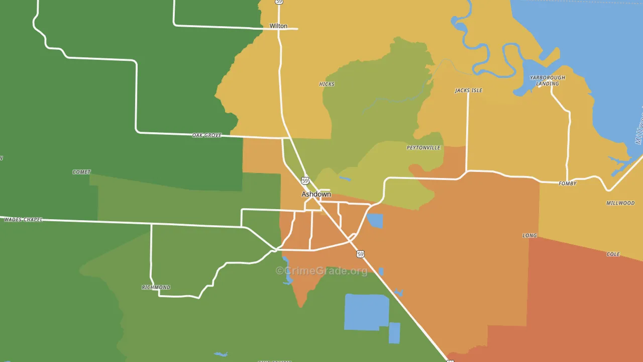 Ashdown, AR Map of Vandalism Rates