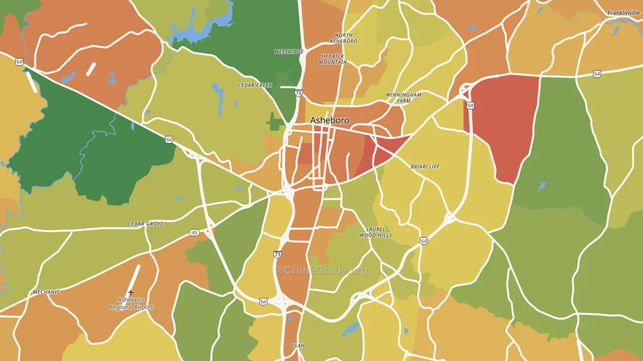 Asheboro, NC Map of Vandalism Rates