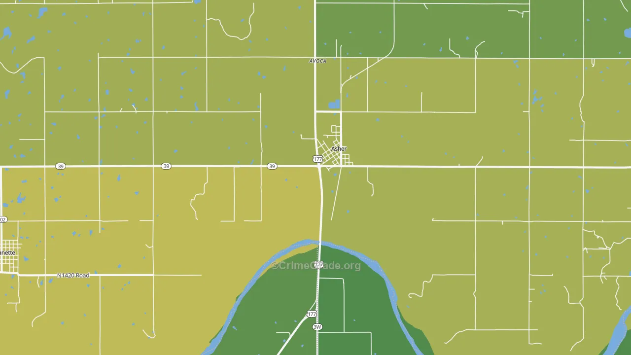 Asher, OK Map of Vandalism Rates