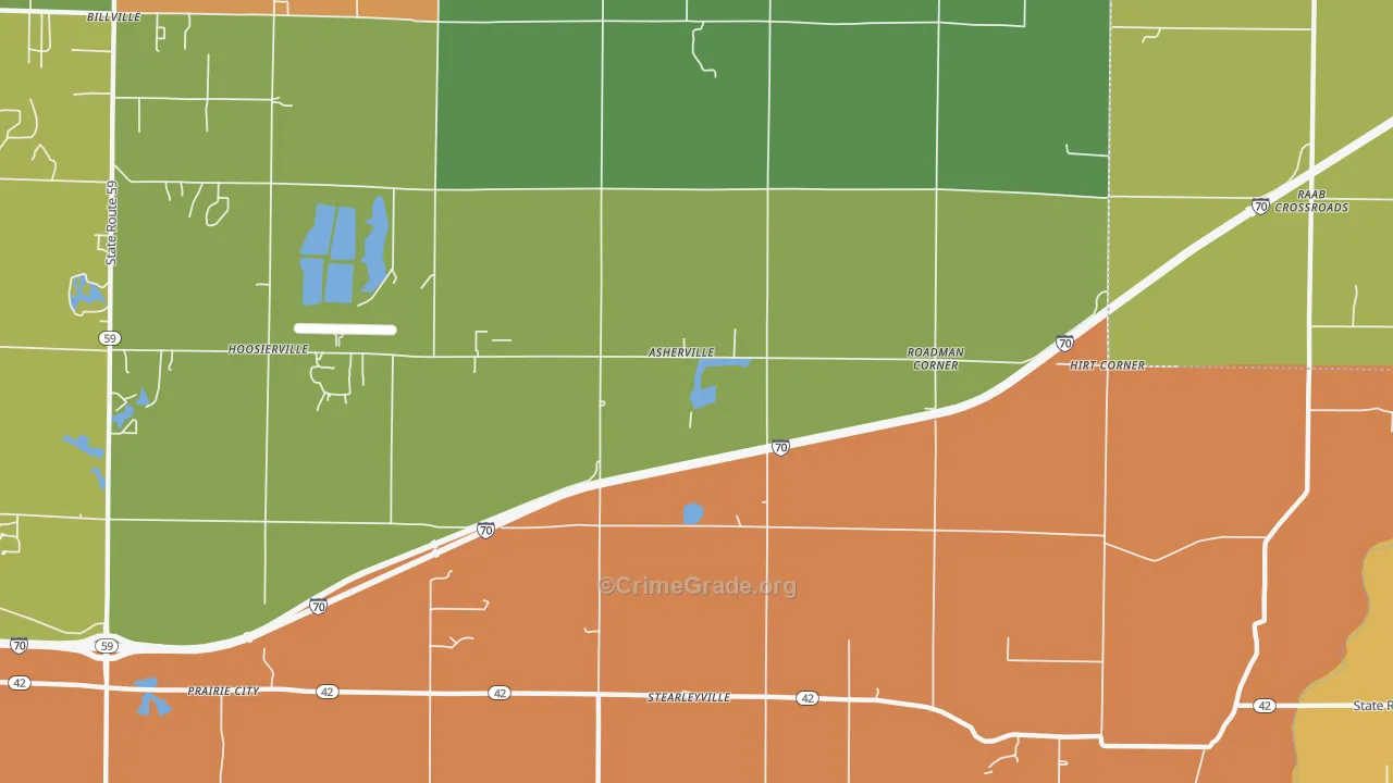 Asherville, IN Map of Vandalism Rates