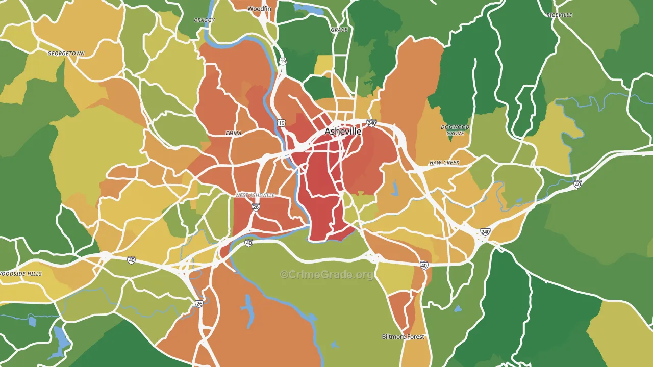 Asheville, NC Map of Vandalism Rates