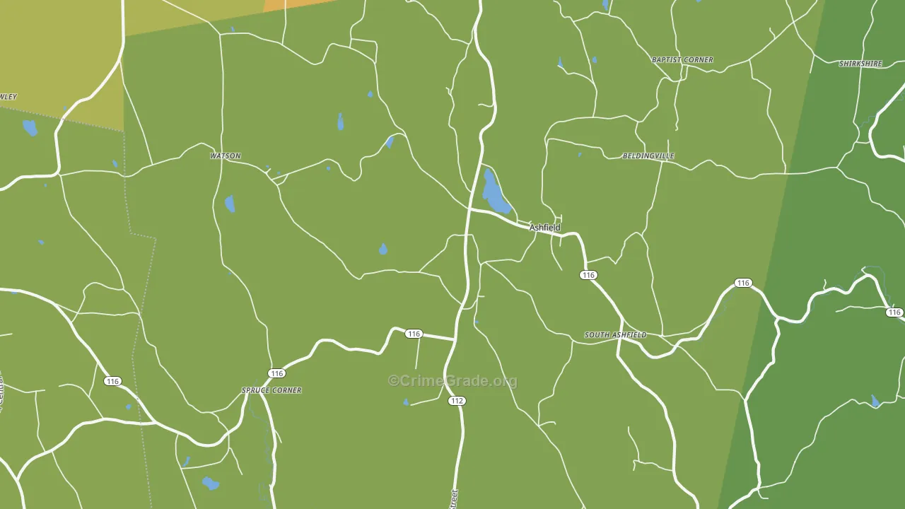Ashfield, MA Map of Vandalism Rates
