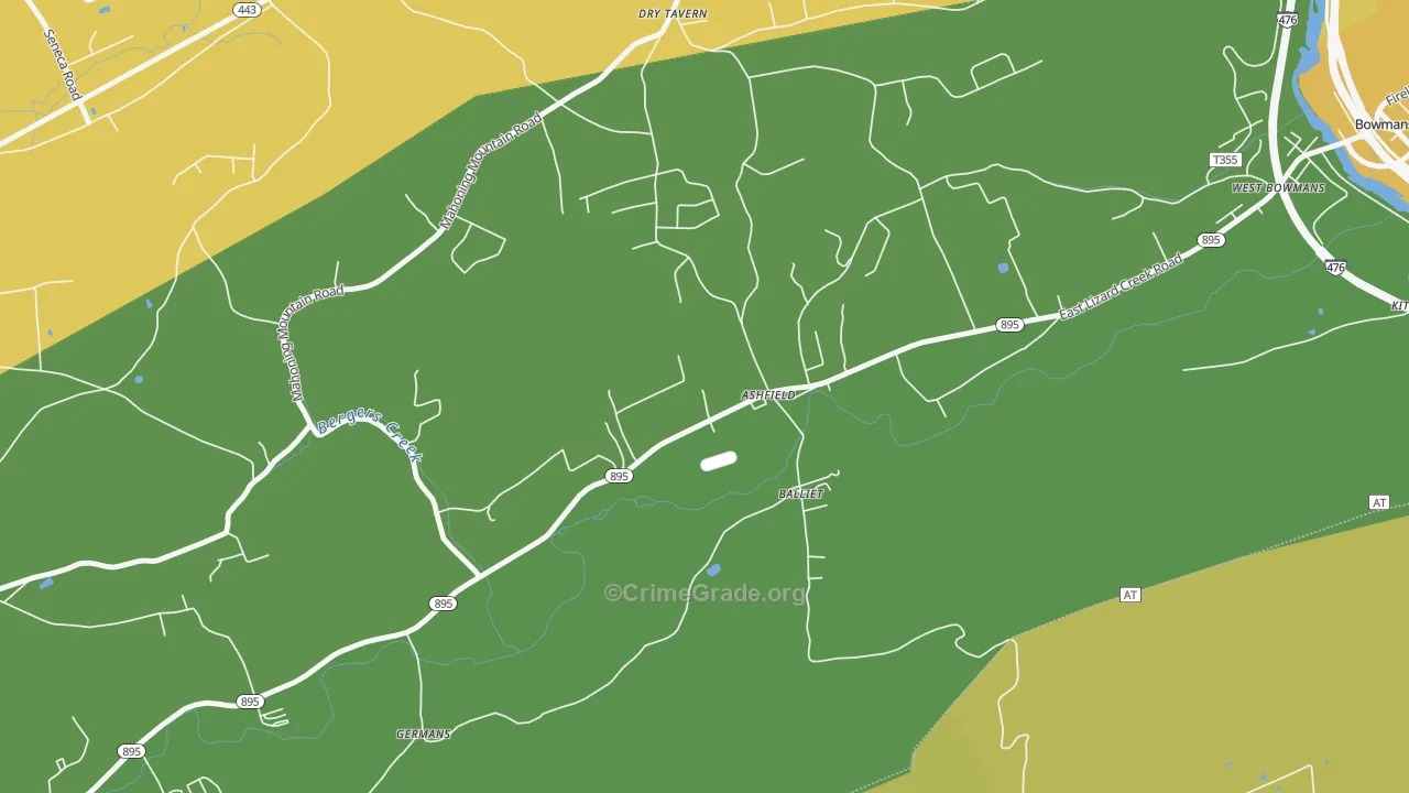 Ashfield, PA Map of Vandalism Rates