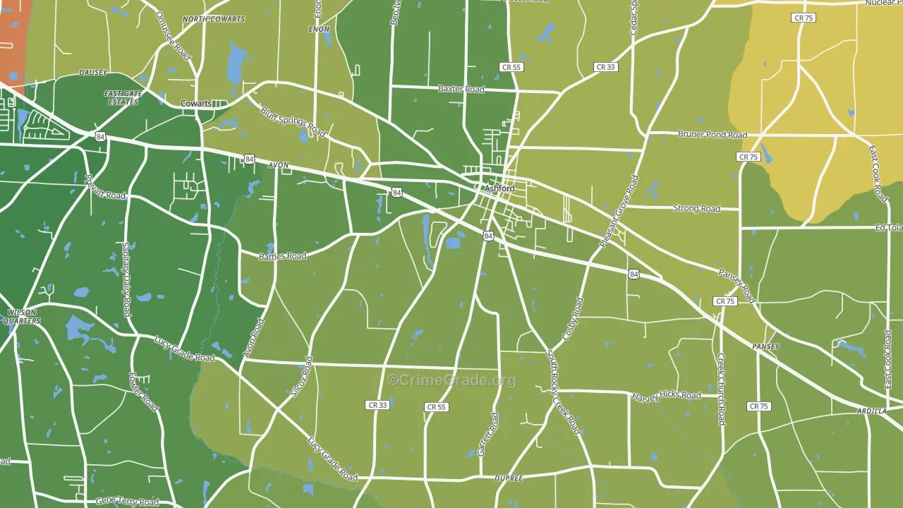 Ashford, AL Map of Vandalism Rates