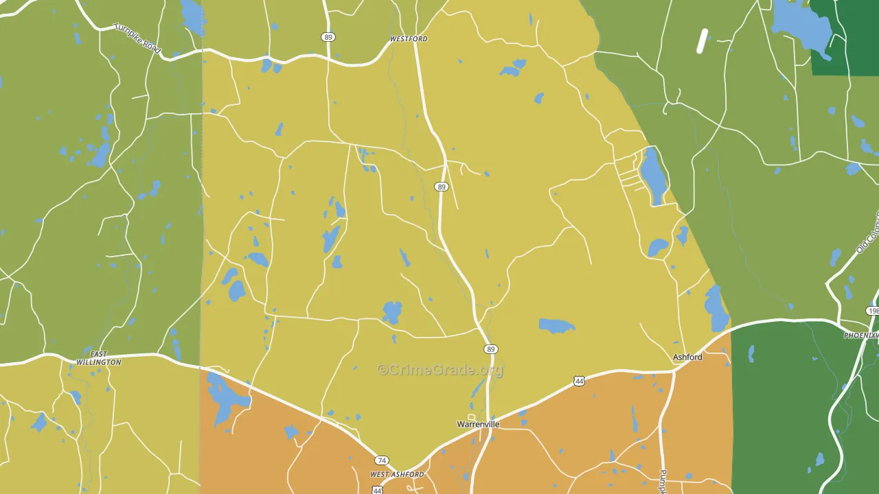 Ashford, CT Map of Vandalism Rates