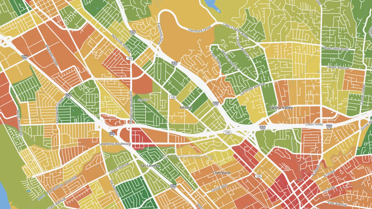 Ashland, CA Map of Vandalism Rates