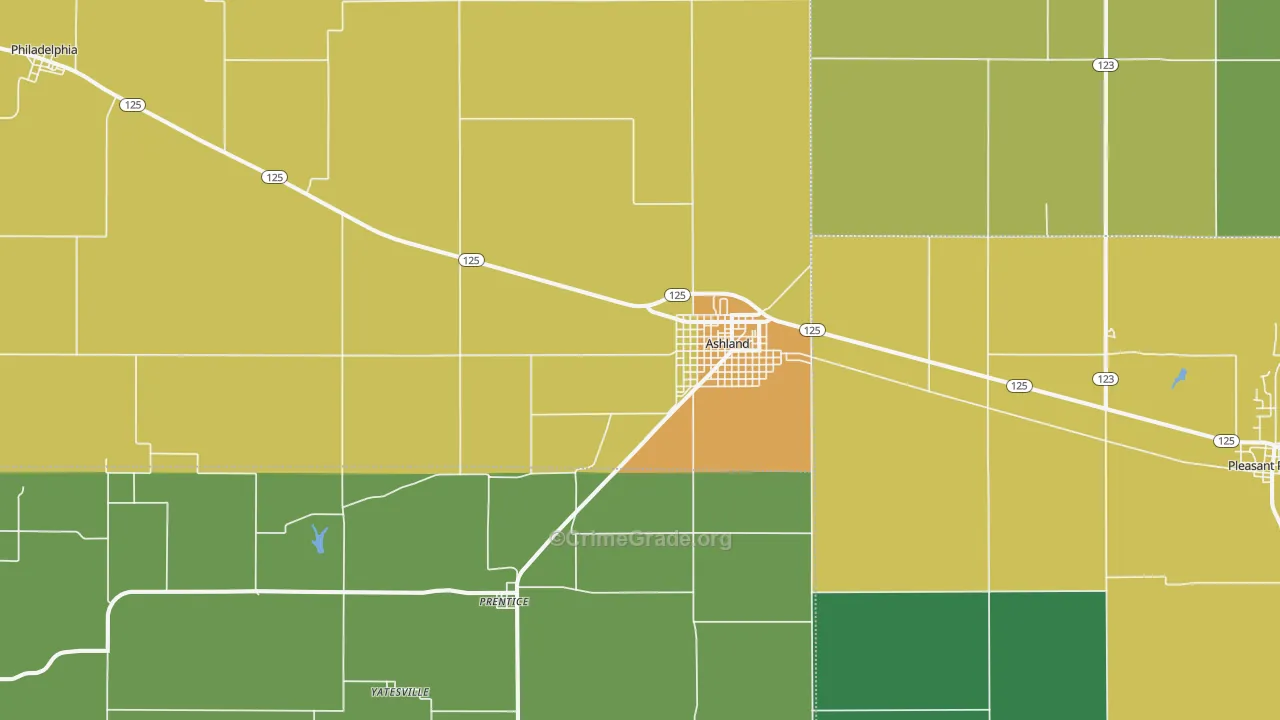Ashland, IL Map of Vandalism Rates