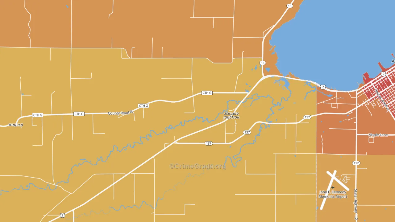 Ashland Junction, WI Map of Vandalism Rates