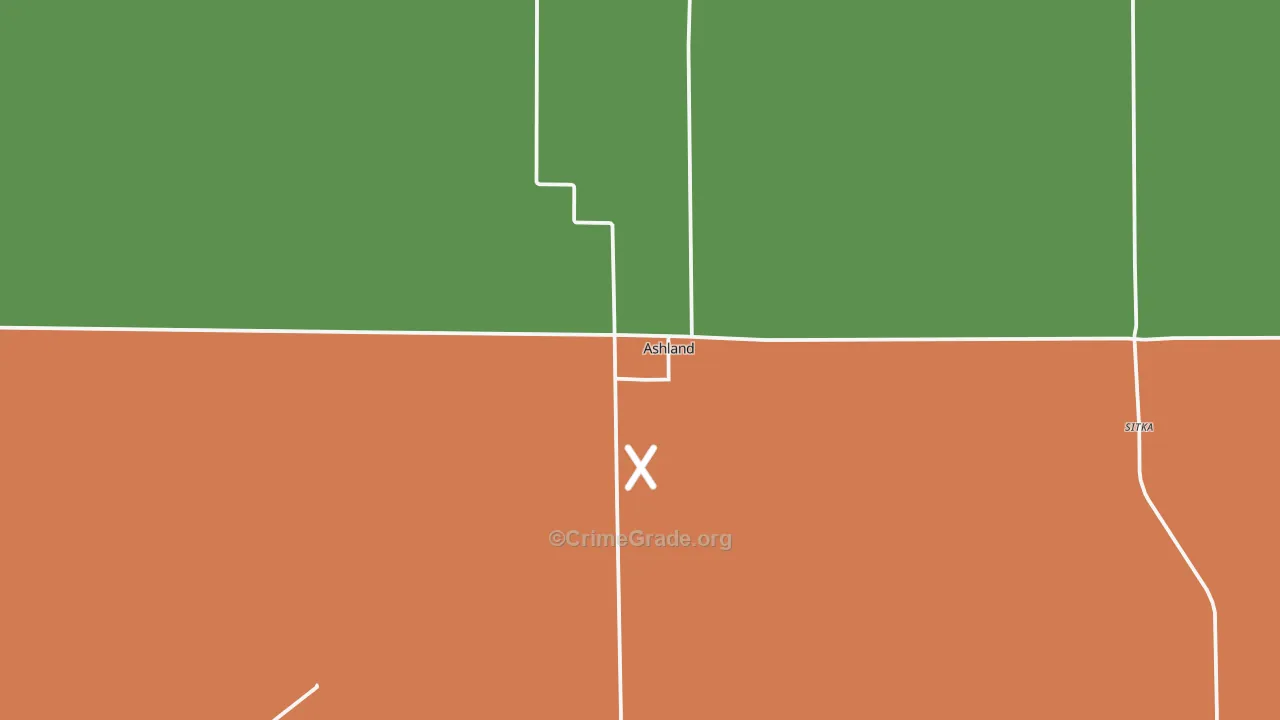 Ashland, KS Map of Vandalism Rates