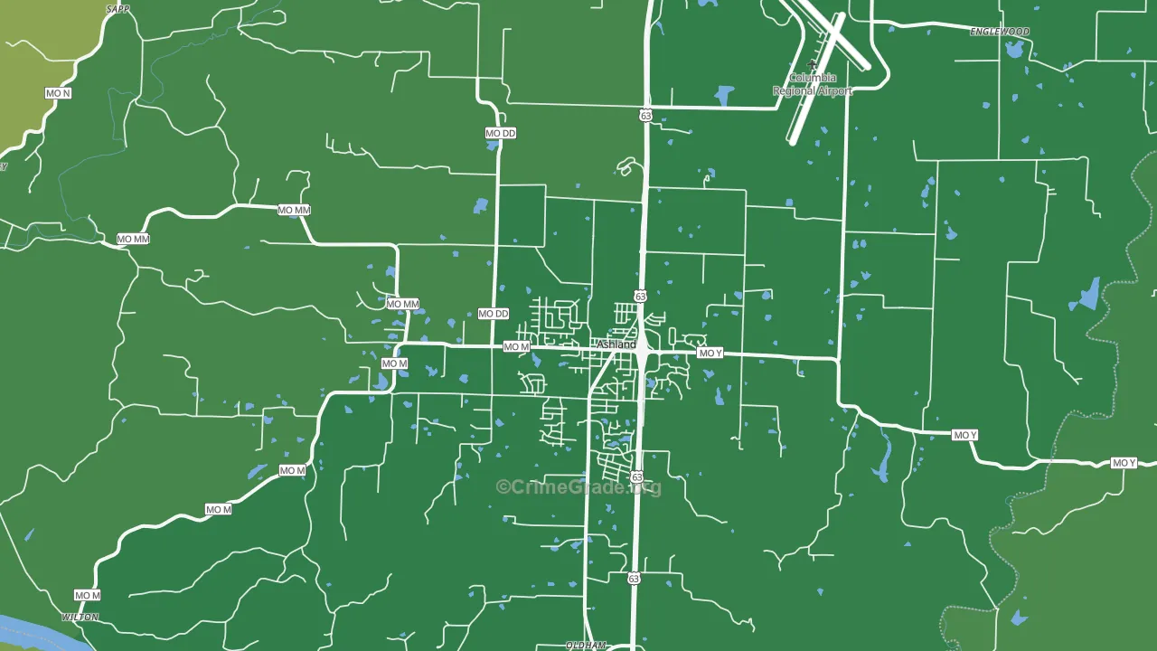 Ashland, MO Map of Vandalism Rates