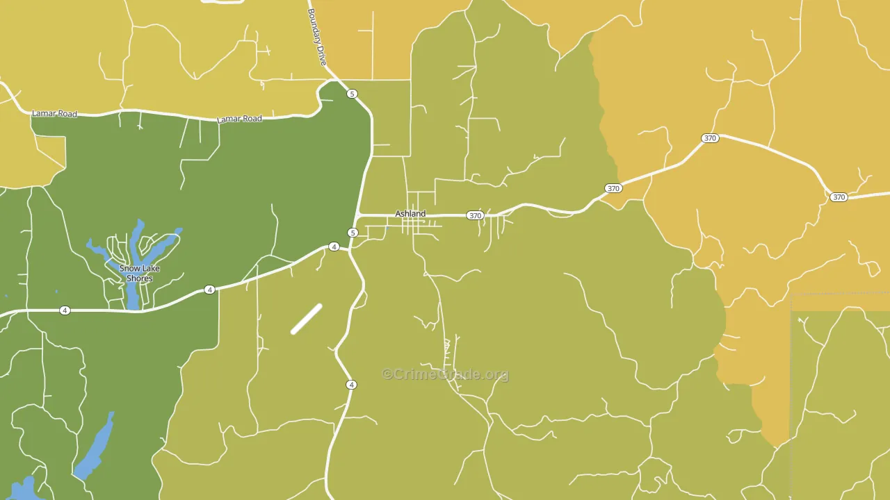 Ashland, MS Map of Vandalism Rates