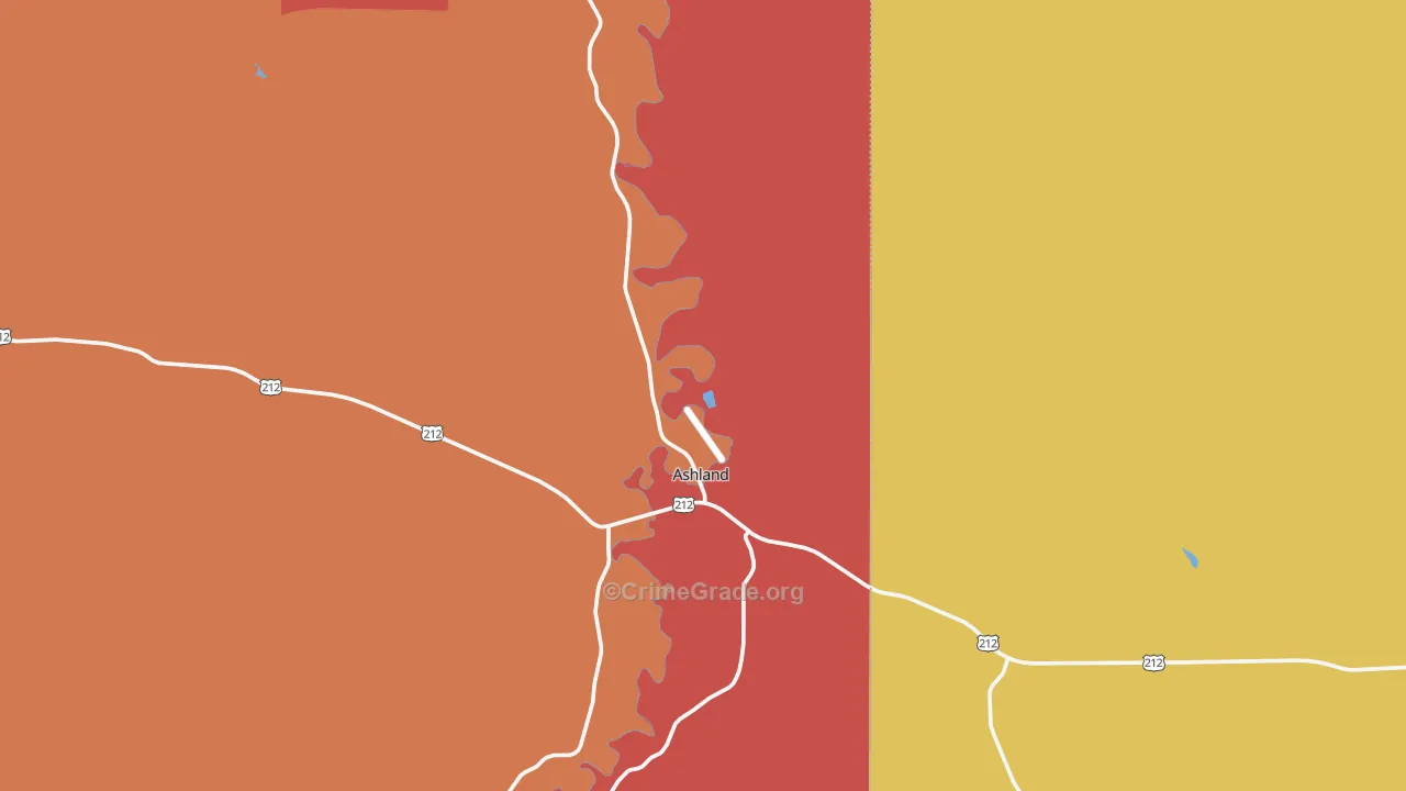 Ashland, MT Map of Vandalism Rates