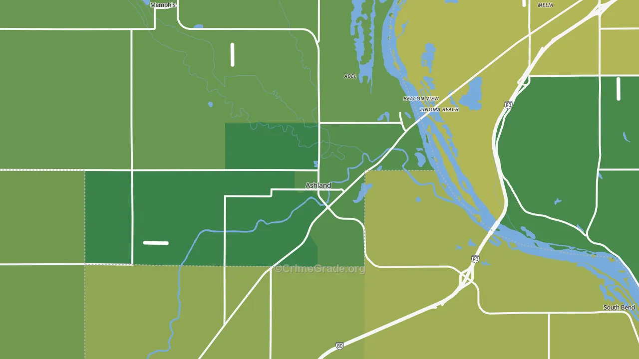 Ashland, NE Map of Vandalism Rates
