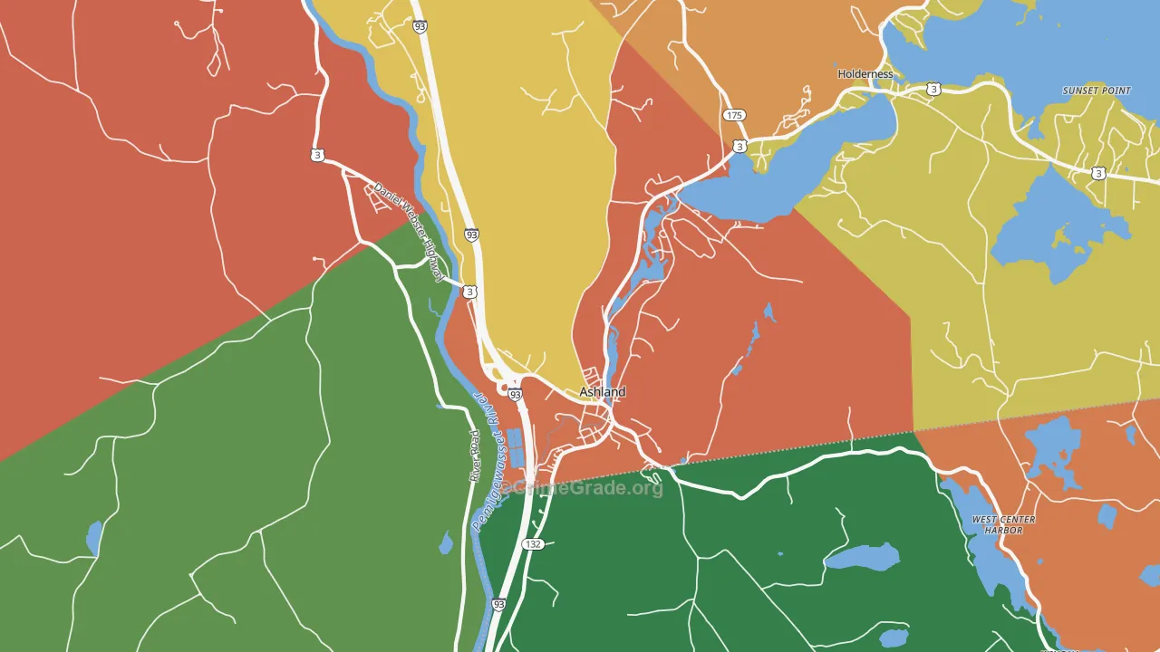 Ashland, NH Map of Vandalism Rates