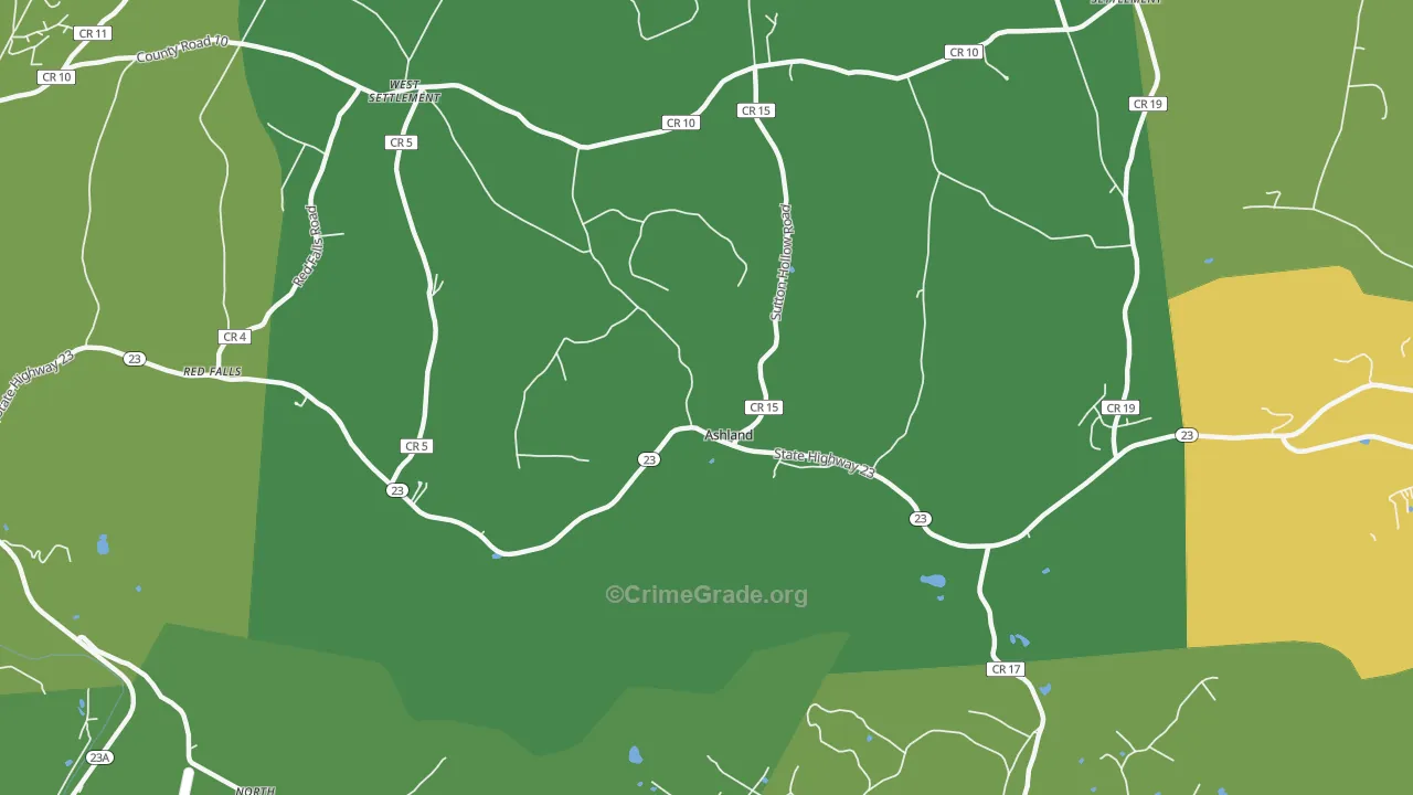 Ashland, NY Map of Vandalism Rates