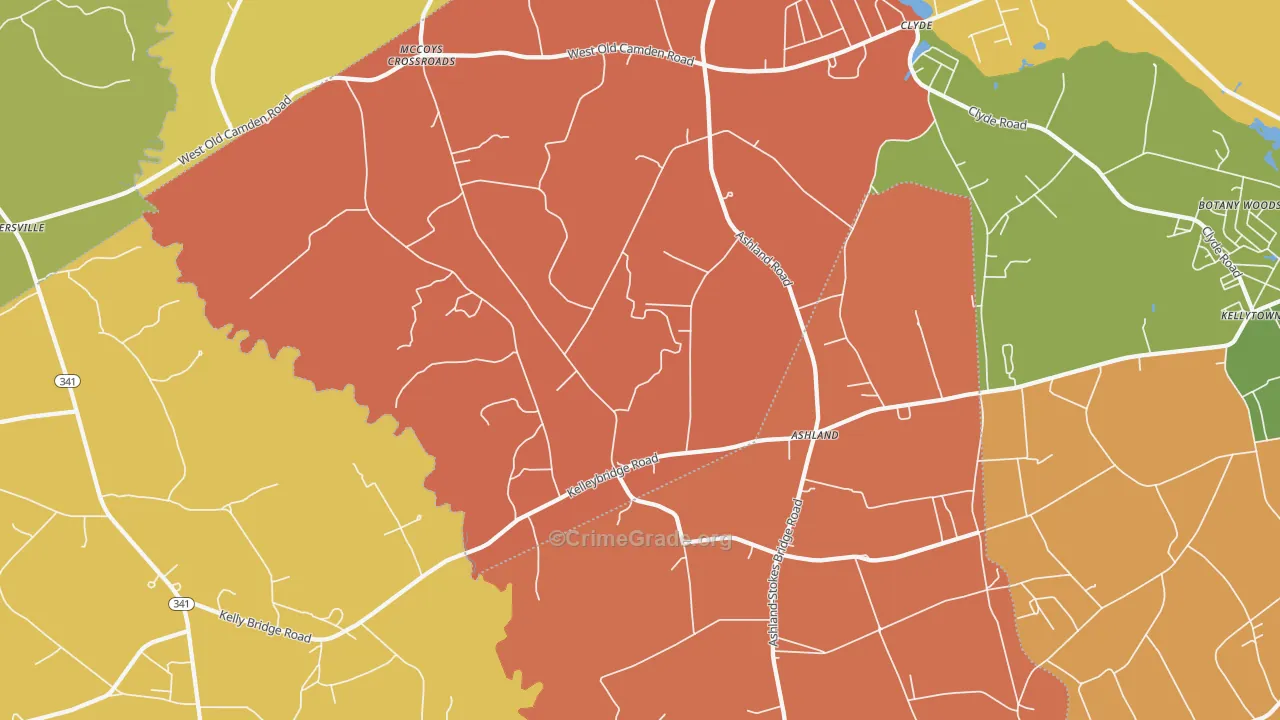 Ashland, SC Map of Vandalism Rates