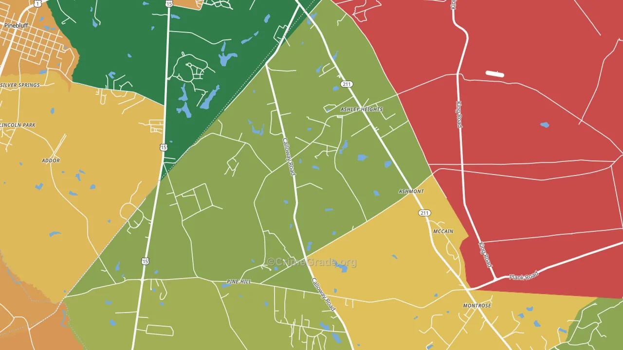 Ashley Heights, NC Map of Vandalism Rates