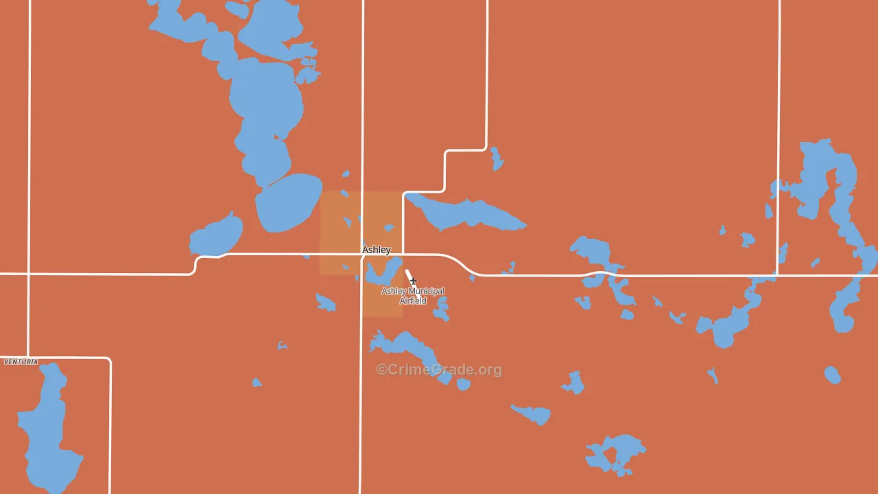 Ashley, ND Map of Vandalism Rates