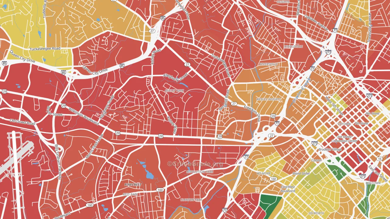 Ashley Park, Charlotte, NC Map of Vandalism Rates