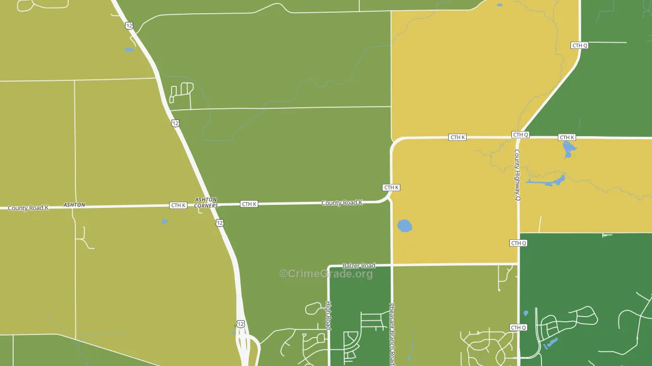 Ashton Corners, WI Map of Vandalism Rates