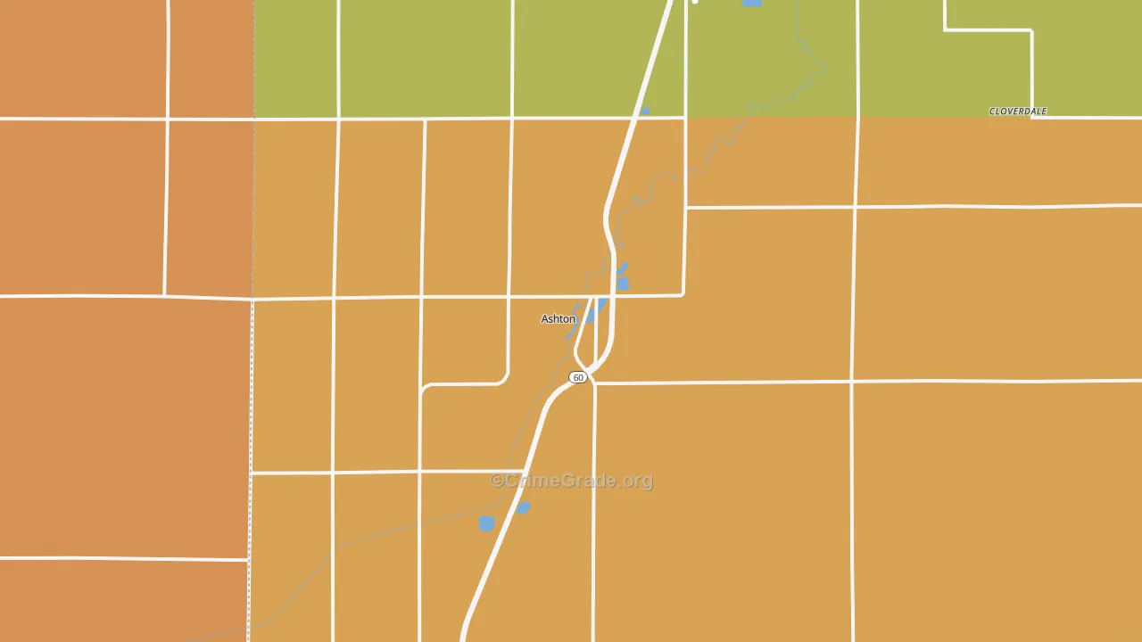 Ashton, IA Map of Vandalism Rates