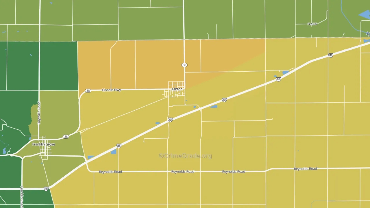 Ashton, IL Map of Vandalism Rates