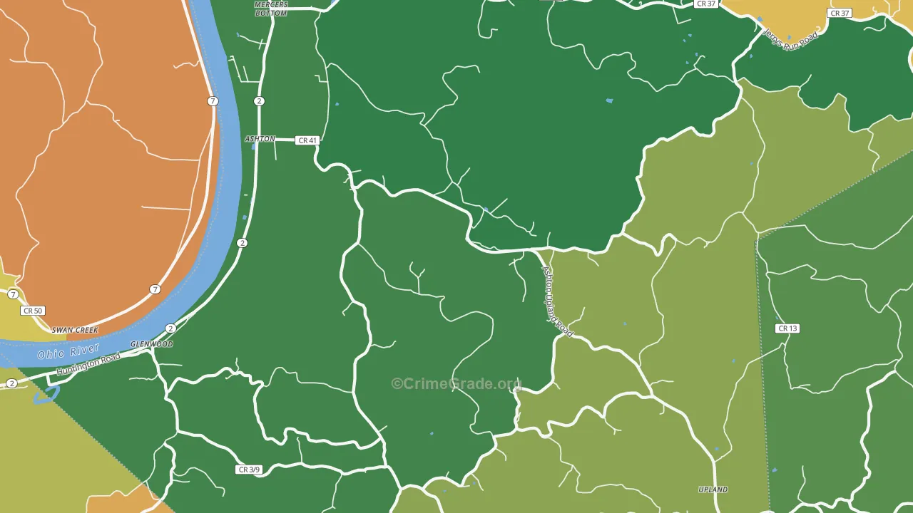 Ashton, WV Map of Vandalism Rates