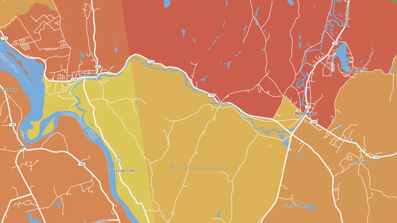 Ashuelot, NH Map of Vandalism Rates