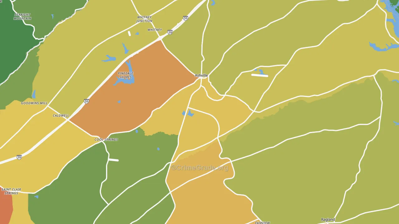 Ashville, AL Map of Vandalism Rates