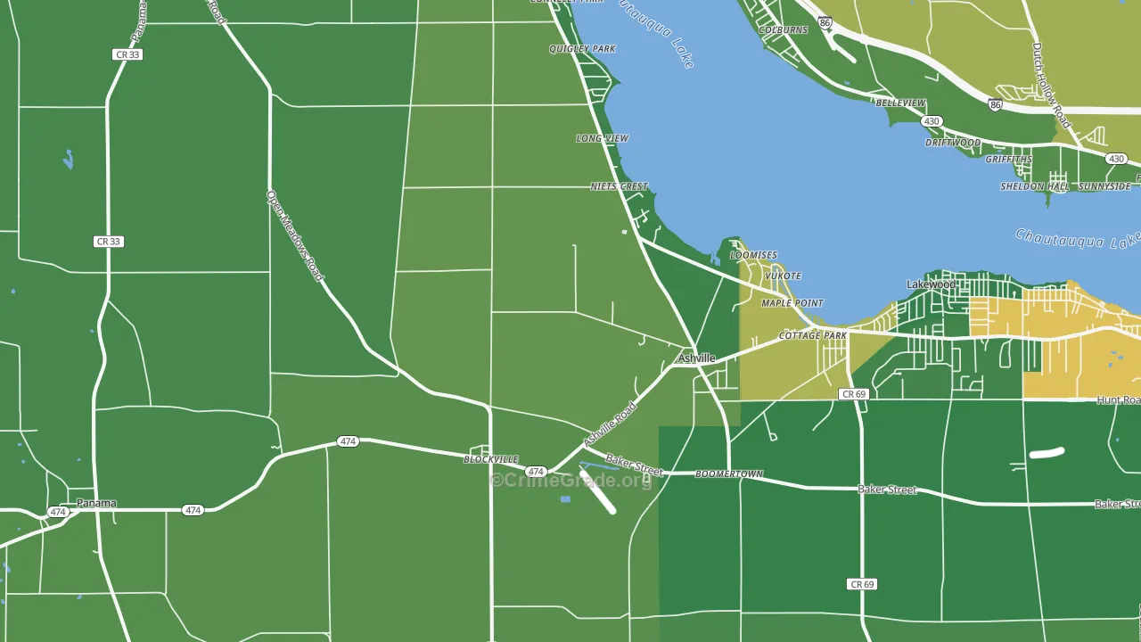 Ashville, NY Map of Vandalism Rates