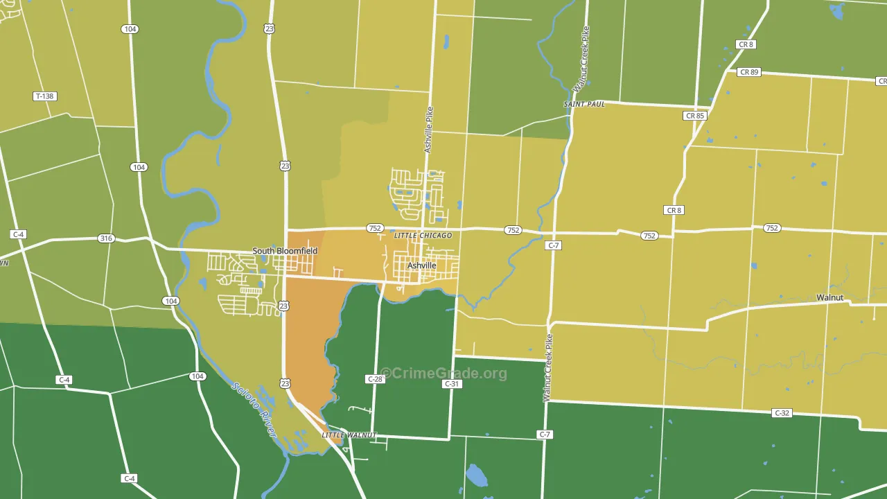 Ashville, OH Map of Vandalism Rates