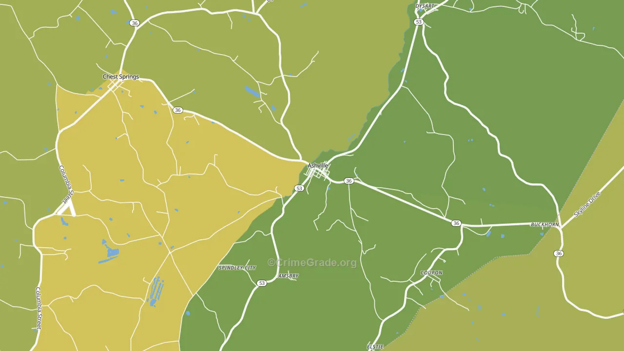 Ashville, PA Map of Vandalism Rates