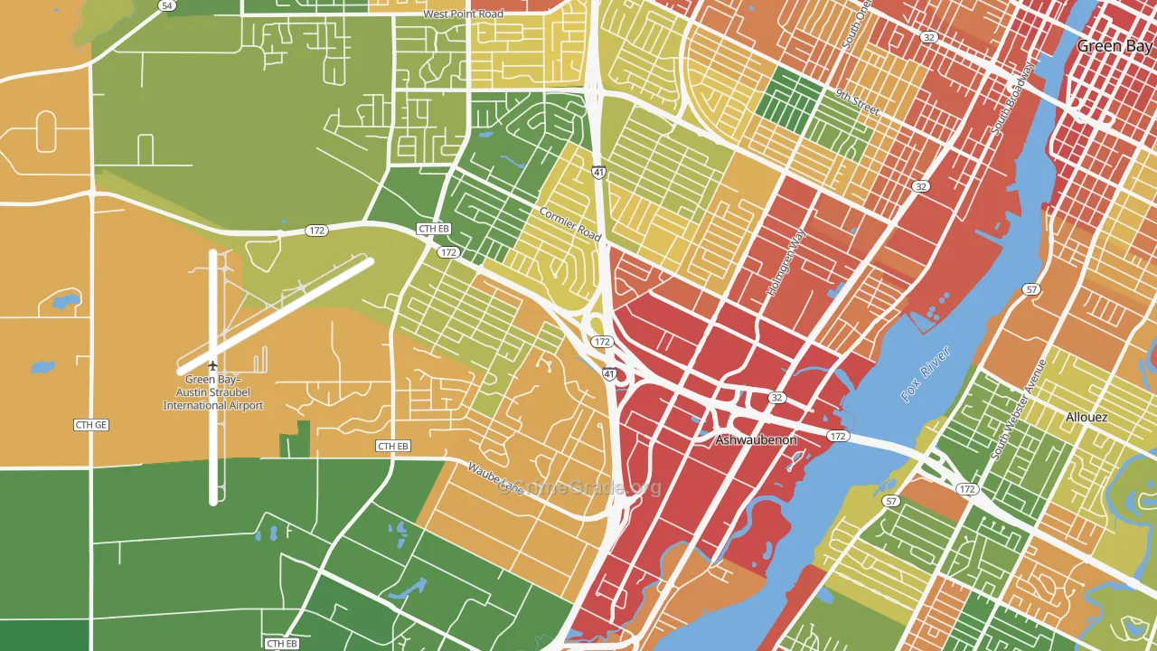 Ashwaubenon, WI Map of Vandalism Rates