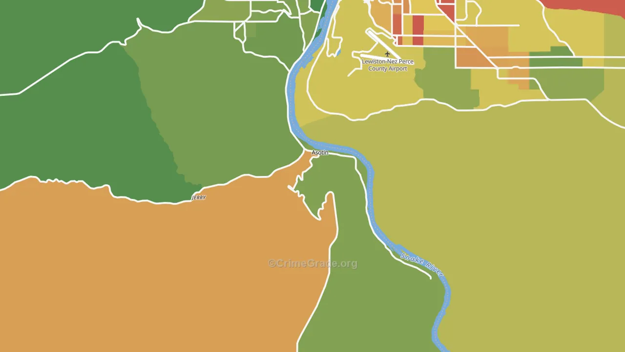 Asotin, WA Map of Vandalism Rates