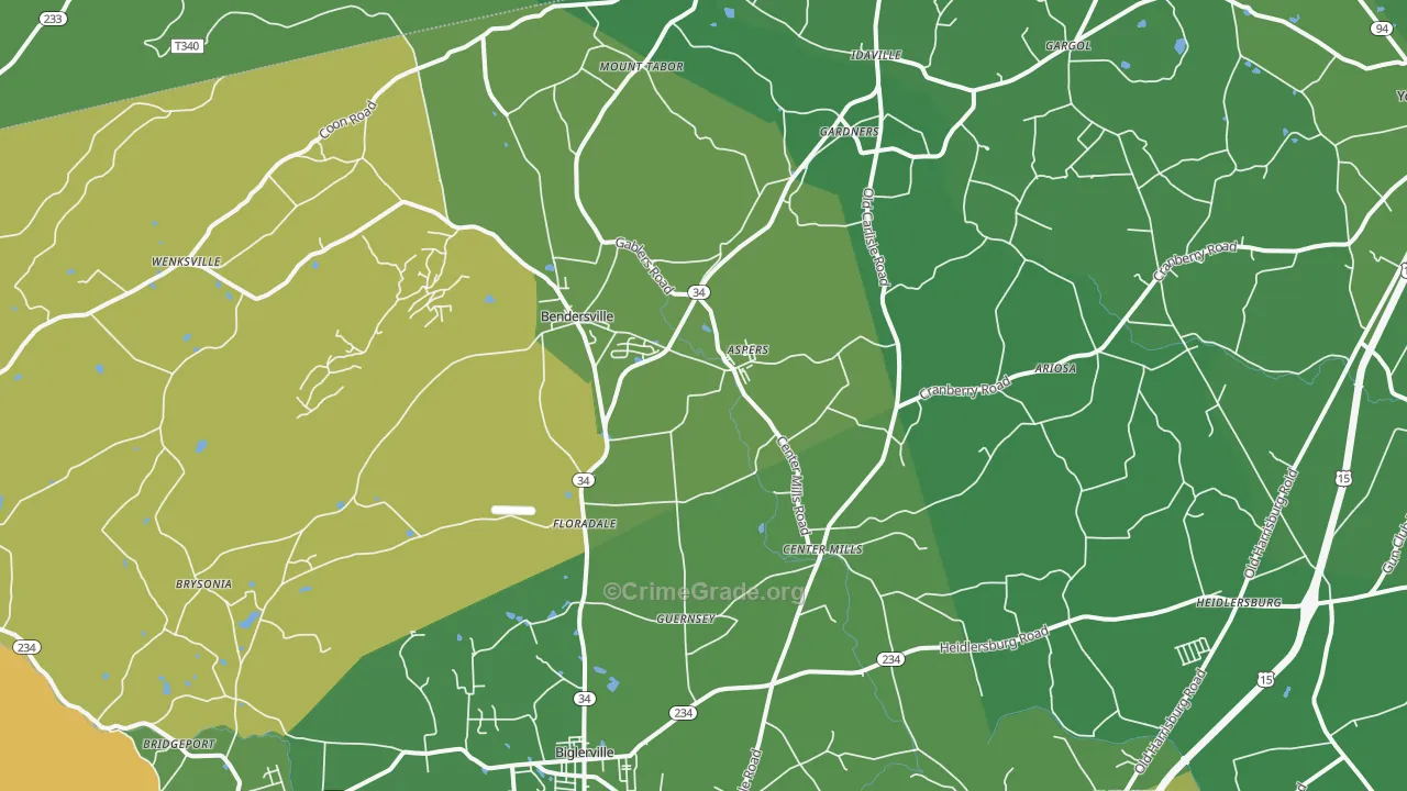 Aspers, PA Map of Vandalism Rates