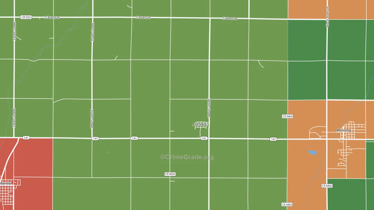 Aspinwall, IA Map of Vandalism Rates