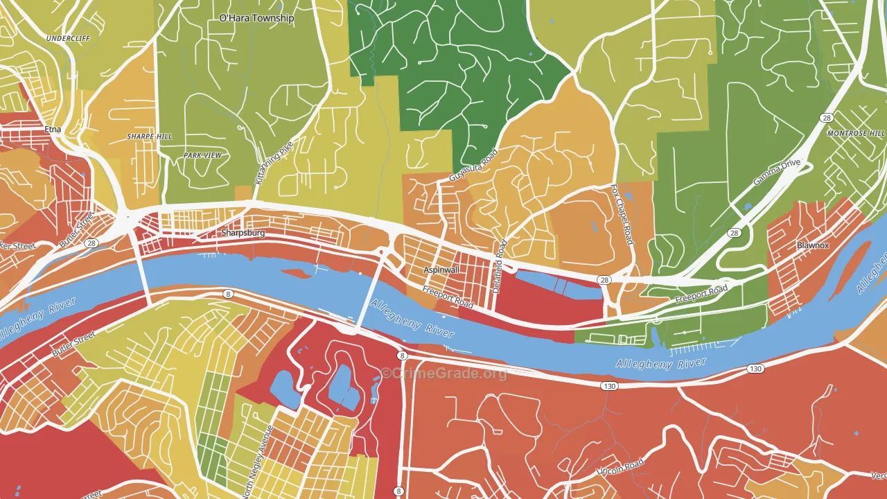 Aspinwall, PA Map of Vandalism Rates