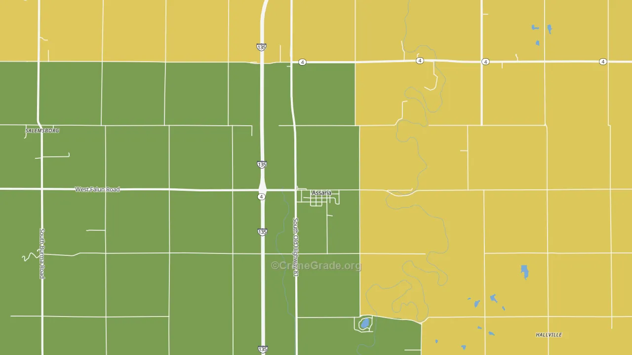 Assaria, KS Map of Vandalism Rates