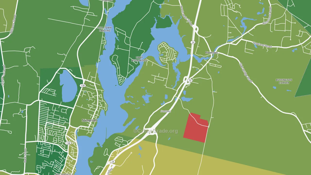 Assonet Bay Shores, MA Map of Vandalism Rates