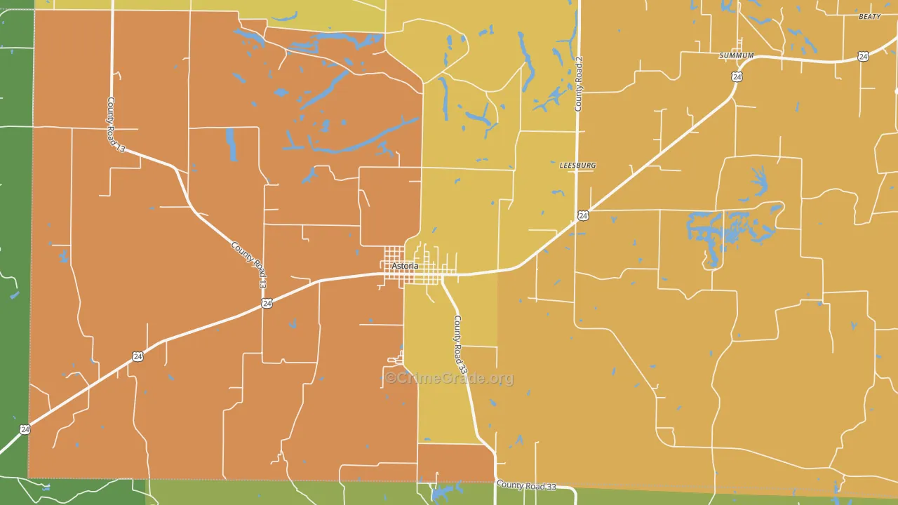 Astoria, IL Map of Vandalism Rates