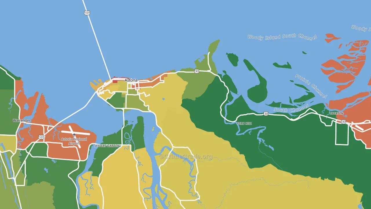 Astoria, OR Map of Vandalism Rates