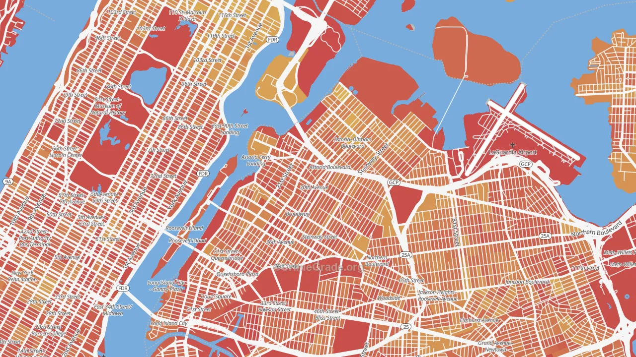 Astoria, Queens, NY Map of Vandalism Rates