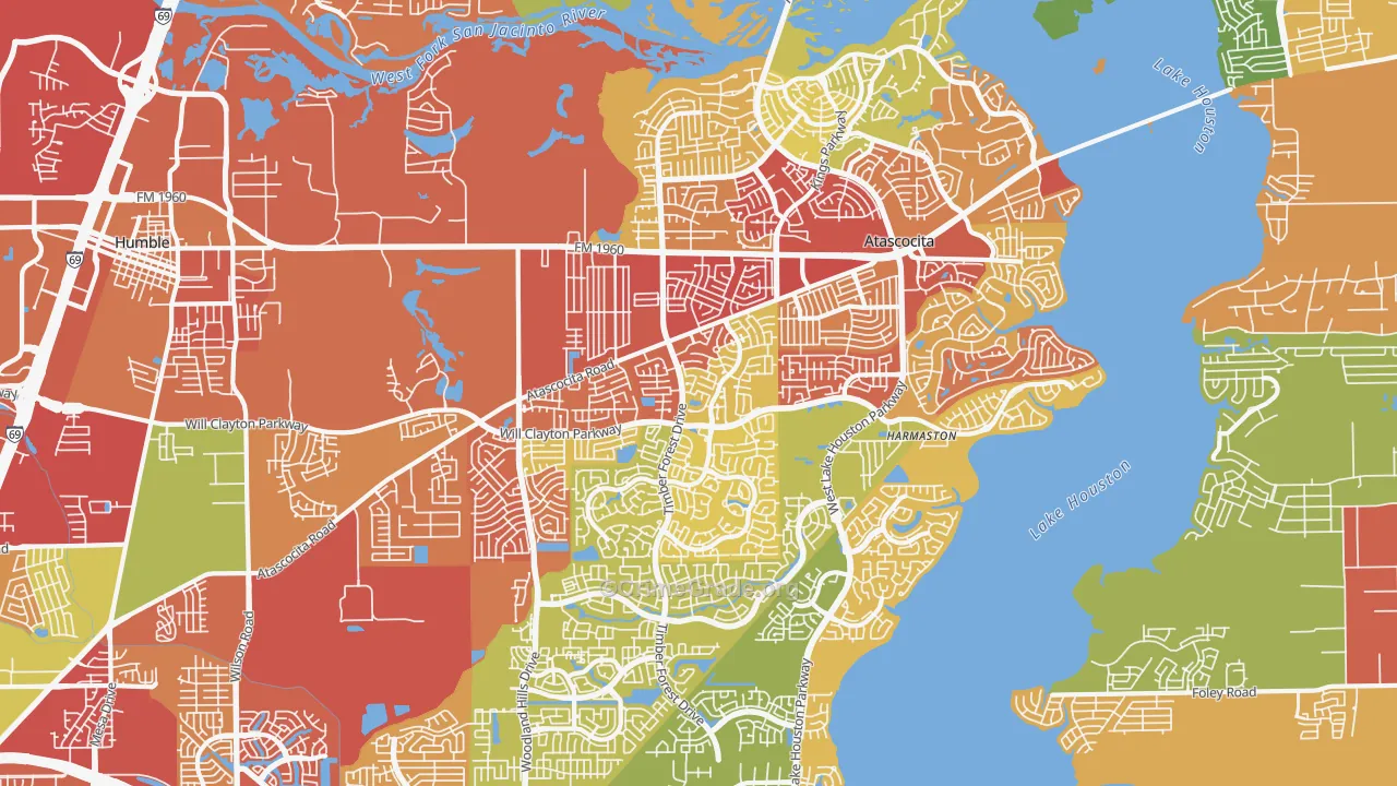 Atascocita, TX Map of Vandalism Rates